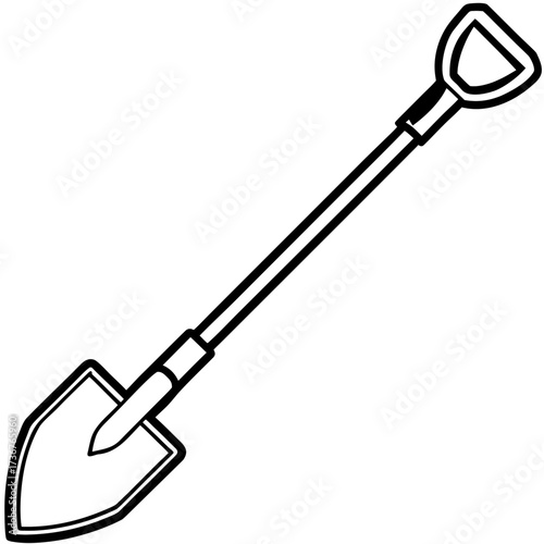 Simple Gardening Hoe Line Art Vector Illustration on White Background