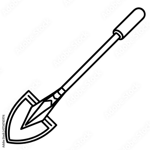 Simple Gardening Hoe Line Art Vector Illustration on White Background