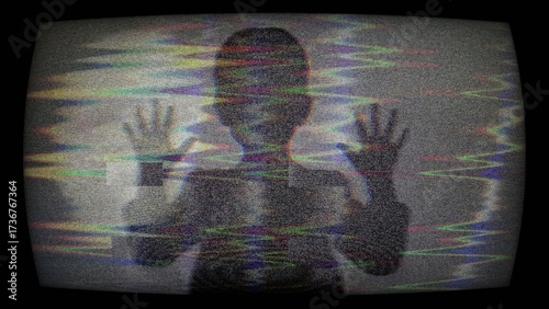 Silhouette of Child Behind Screen  Creates Mystery And Fear