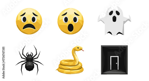 Vector art of collection of spooky emojis and symbols