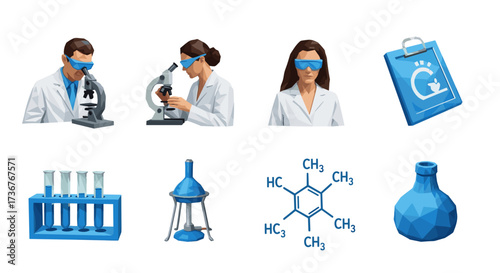Vector art of scientific research and laboratory equipment