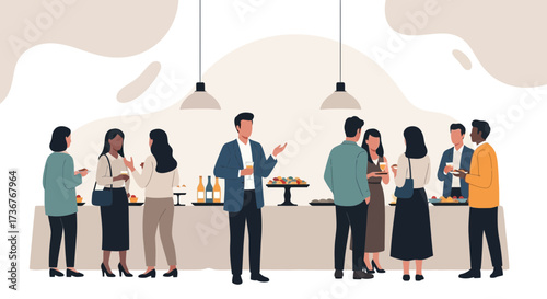 Modern Business Event: Networking, Socializing, And Professional Interactions At Party