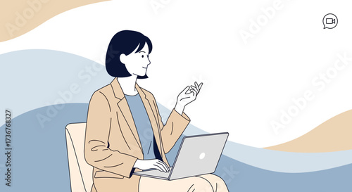 Modern Business Woman Working On Laptop During Remote Video Conference Call
