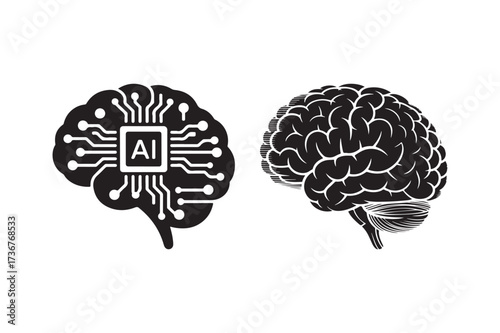 Artificial intelligence brain chip and human brain comparison