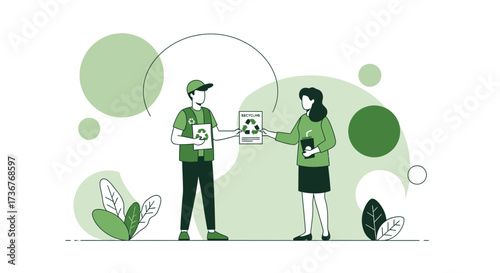 Modern Illustration Depicting Recycling, Sustainability, And Environmental Protection Initiatives