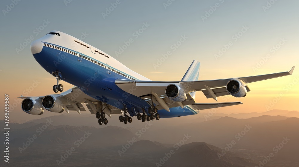 Fototapeta premium Airplane in the sky. Airbus in flight