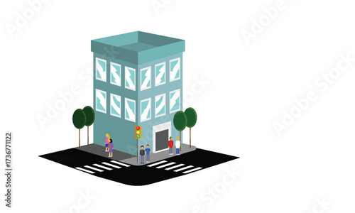 Vector isometric illustration of an urban city, Perfect for civil engineering, urban planning, transportation, infrastructure, and educational materials. Suitable for infographics, presentations