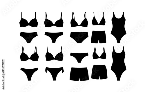 Minimalist silhouette swimwear and lingerie collection in black