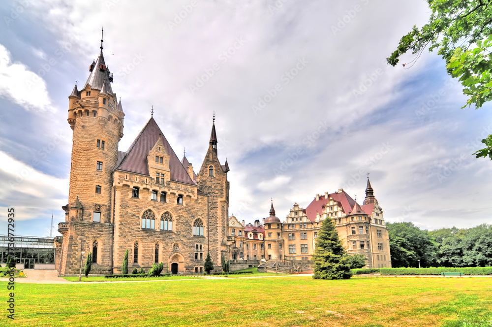 Obraz premium The Moszna Castle historic castle and palace located in the small village of Moszna, in southwestern Poland. 