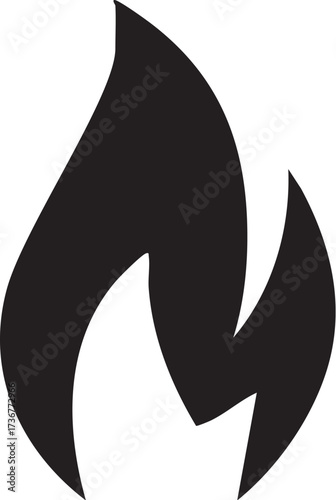 Single Fire Flame Icon Silhouette Editable