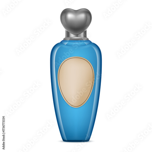 Luxury fragrance bottle with smooth blue glass design