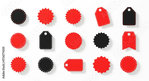 Red and black Black Friday sale tags and labels collection in flat design