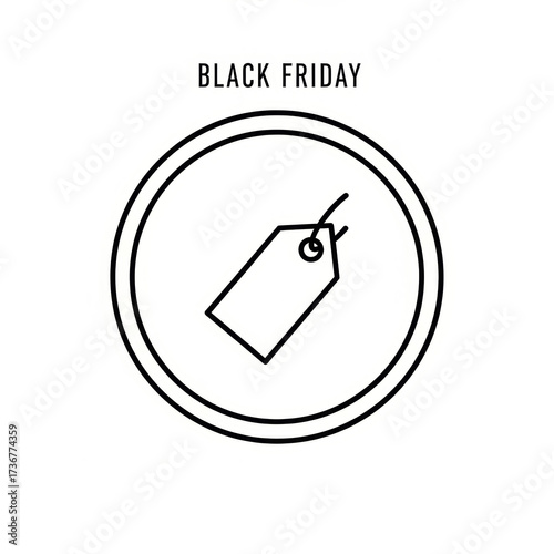 Black Friday sale tag icon in black outline on white background