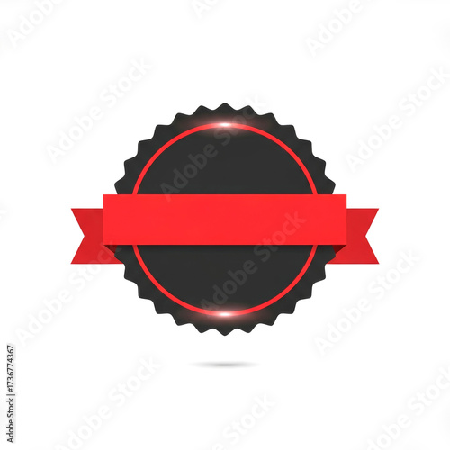Black round label with red ribbon banner for Black Friday sale promotion
