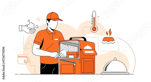 On-Demand Food Delivery Driver Preparing Meals for Safe and Efficient Service