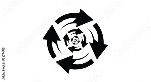 Abstract circular arrows symbolize continuous movement and endless cycles