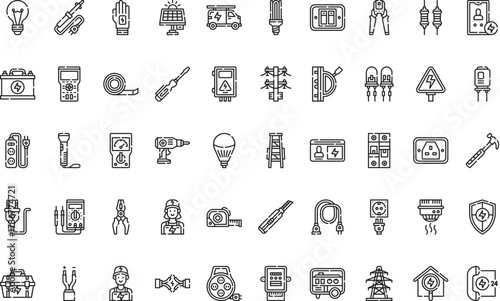 Electrical and electronics Icons Modern Illustration Symbol Design Template for Web and Mobile UI. Editable Stroke Pictogram for Business Projects and Apps.