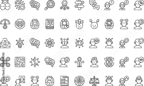Emotional intelligence and mental health Icons Modern Illustration Symbol Design Template for Web and Mobile UI. Editable Stroke Pictogram for Business Projects and Apps.