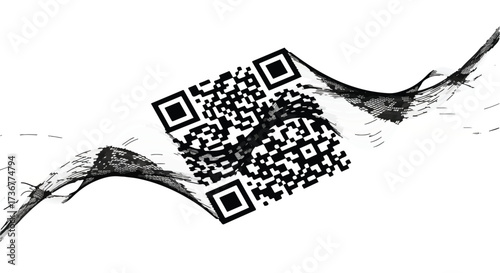 Abstract digital code connects with flowing lines in a modern graphic design.