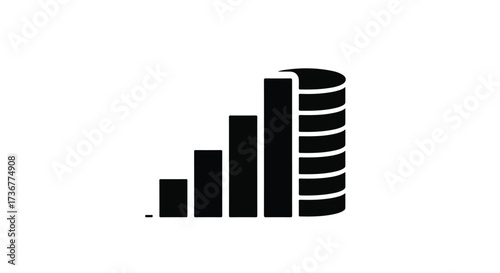 Financial growth represented by stacked coins and ascending bar chart