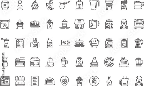 Food and beverage service- Icons Modern Illustration Symbol Design Template for Web and Mobile UI. Editable Stroke Pictogram for Business Projects and Apps.