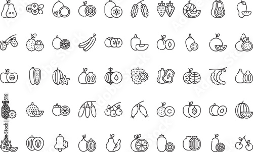 Fresh fruits Icons Modern Illustration Symbol Design Template for Web and Mobile UI. Editable Stroke Pictogram for Business Projects and Apps.