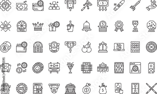 Gambling and casino- Icons Modern Illustration Symbol Design Template for Web and Mobile UI. Editable Stroke Pictogram for Business Projects and Apps.