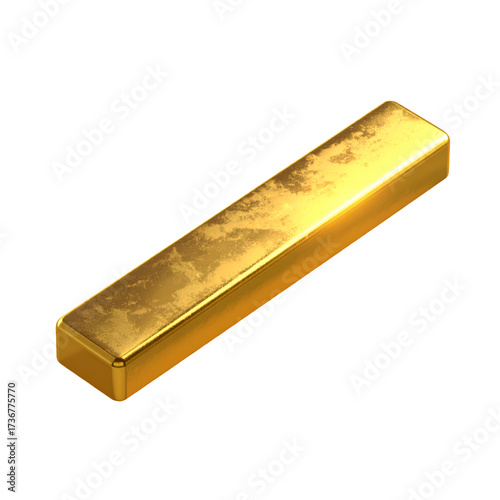 Isolated golden bar against a black background, showcasing detailed texture and a subtle gradient in its reflective surface, offering a sense of value and luxury due to the metallic golden color.