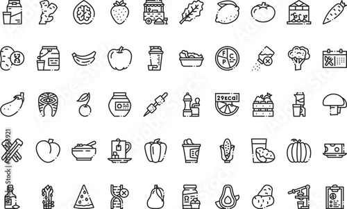 Healthy food and nutrition Icons Modern Illustration Symbol Design Template for Web and Mobile UI. Editable Stroke Pictogram for Business Projects and Apps.