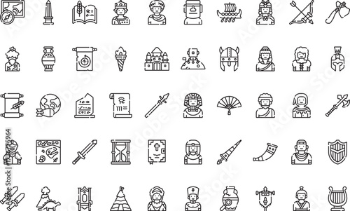 History and culture Icons Modern Illustration Symbol Design Template for Web and Mobile UI. Editable Stroke Pictogram for Business Projects and Apps.