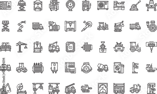 Industrial equipment Icons Modern Illustration Symbol Design Template for Web and Mobile UI. Editable Stroke Pictogram for Business Projects and Apps.