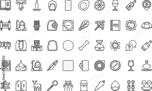 Jewish holiday traditions Icons Modern Illustration Symbol Design Template for Web and Mobile UI. Editable Stroke Pictogram for Business Projects and Apps.