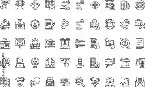 Job search and recruitment Icons Modern Illustration Symbol Design Template for Web and Mobile UI. Editable Stroke Pictogram for Business Projects and Apps.