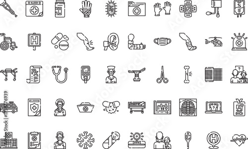 Medical and healthcare- Icons Modern Illustration Symbol Design Template for Web and Mobile UI. Editable Stroke Pictogram for Business Projects and Apps.