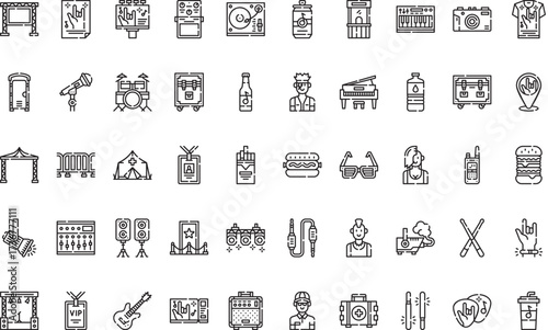 Music festival Icons Modern Illustration Symbol Design Template for Web and Mobile UI. Editable Stroke Pictogram for Business Projects and Apps.