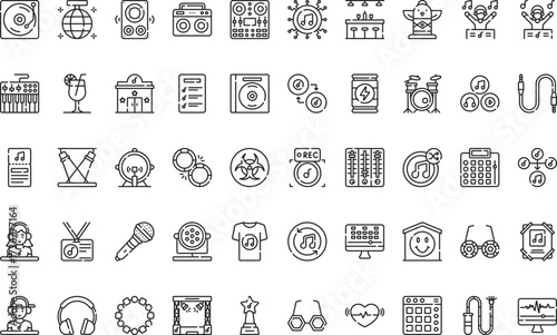 Music and nightlife Icons Modern Illustration Symbol Design Template for Web and Mobile UI. Editable Stroke Pictogram for Business Projects and Apps.