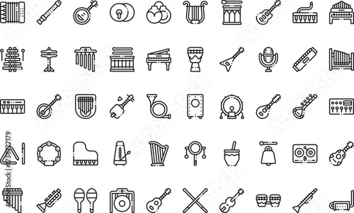 Musical instruments Icons Modern Illustration Symbol Design Template for Web and Mobile UI. Editable Stroke Pictogram for Business Projects and Apps.