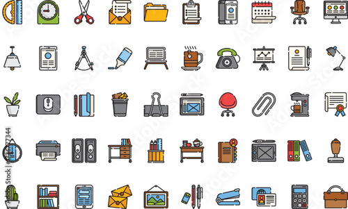 Office and study equipment Icons Modern Illustration Symbol Design Template for Web and Mobile UI. Editable Stroke Pictogram for Business Projects and Apps.