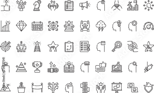 Personal development and productivity- Icons Modern Illustration Symbol Design Template for Web and Mobile UI. Editable Stroke Pictogram for Business Projects and Apps.