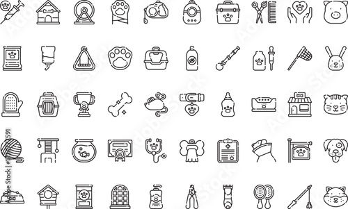 Pet care and accessories Icons Modern Illustration Symbol Design Template for Web and Mobile UI. Editable Stroke Pictogram for Business Projects and Apps.