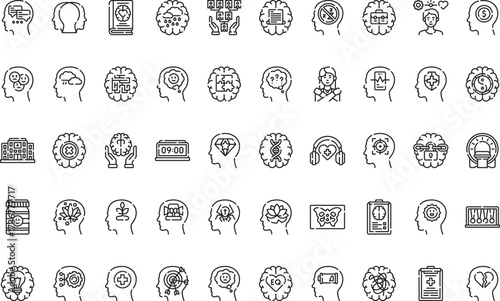 Psychological and mental health Icons Modern Illustration Symbol Design Template for Web and Mobile UI. Editable Stroke Pictogram for Business Projects and Apps.