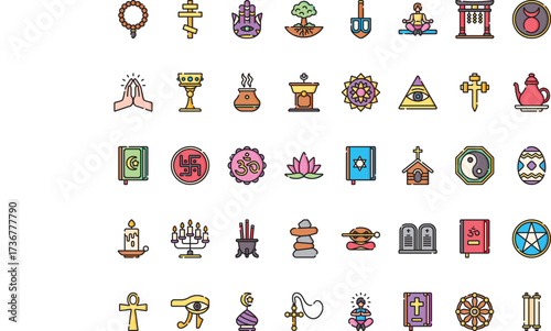 Religious and spiritual symbols Icons Modern Illustration Symbol Design Template for Web and Mobile UI. Editable Stroke Pictogram for Business Projects and Apps.