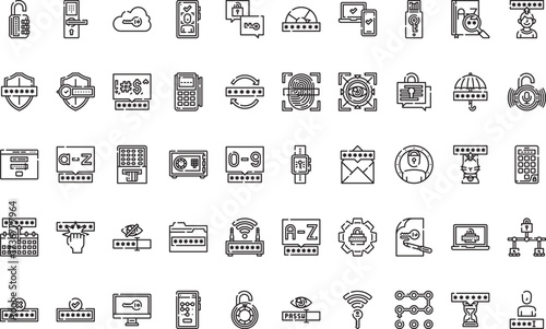 Security and authentication- Icons Modern Illustration Symbol Design Template for Web and Mobile UI. Editable Stroke Pictogram for Business Projects and Apps.