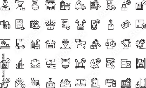 Supply chain management Icons Modern Illustration Symbol Design Template for Web and Mobile UI. Editable Stroke Pictogram for Business Projects and Apps.