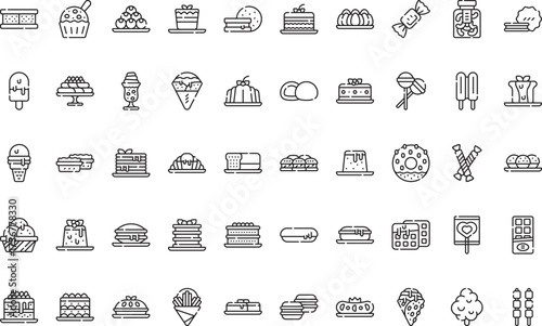 Sweet treats and desserts Icons Modern Illustration Symbol Design Template for Web and Mobile UI. Editable Stroke Pictogram for Business Projects and Apps.