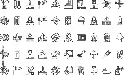 Weather and climate conditions Icons Modern Illustration Symbol Design Template for Web and Mobile UI. Editable Stroke Pictogram for Business Projects and Apps.