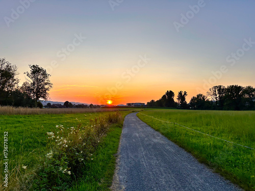 Sunset Over Rural Path in Sempach, Switzerland