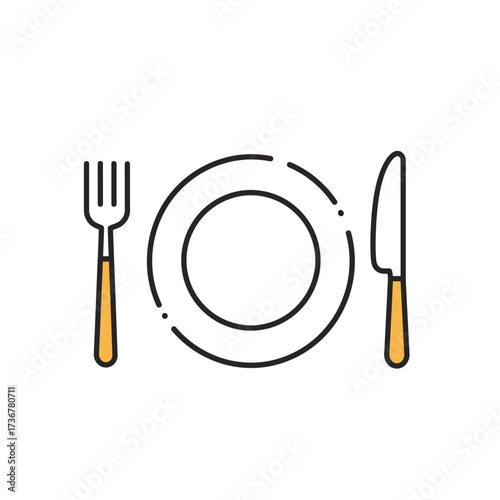 Restaurant food line icon. Dinner sign. Hotel service symbol. Quality design element. Linear style restaurant food icon. Editable stroke. Vector