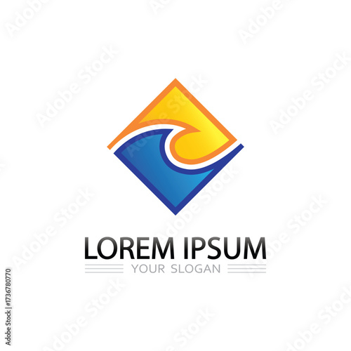 Free Download abstract ocean wave blue vector logo design for modern business icon - GFXLoad
