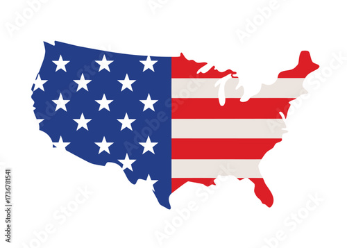Map Of The United States Divided Into American Flag Colors On White Background country
